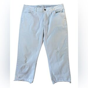 Ethyl White Frayed Hem High Rise Capris Jeans Women’s Size 14